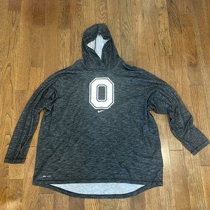 Nike dry-fit Ohio state hoodie- athletic cut. Heather Black with white. 3XL